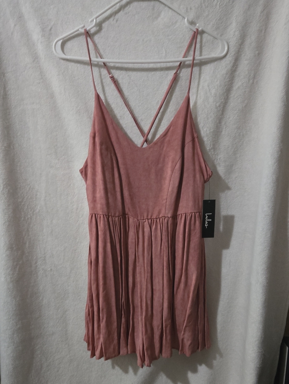 Lulu's Dusty Rose Spaghetti-Strap V-Neck Romper